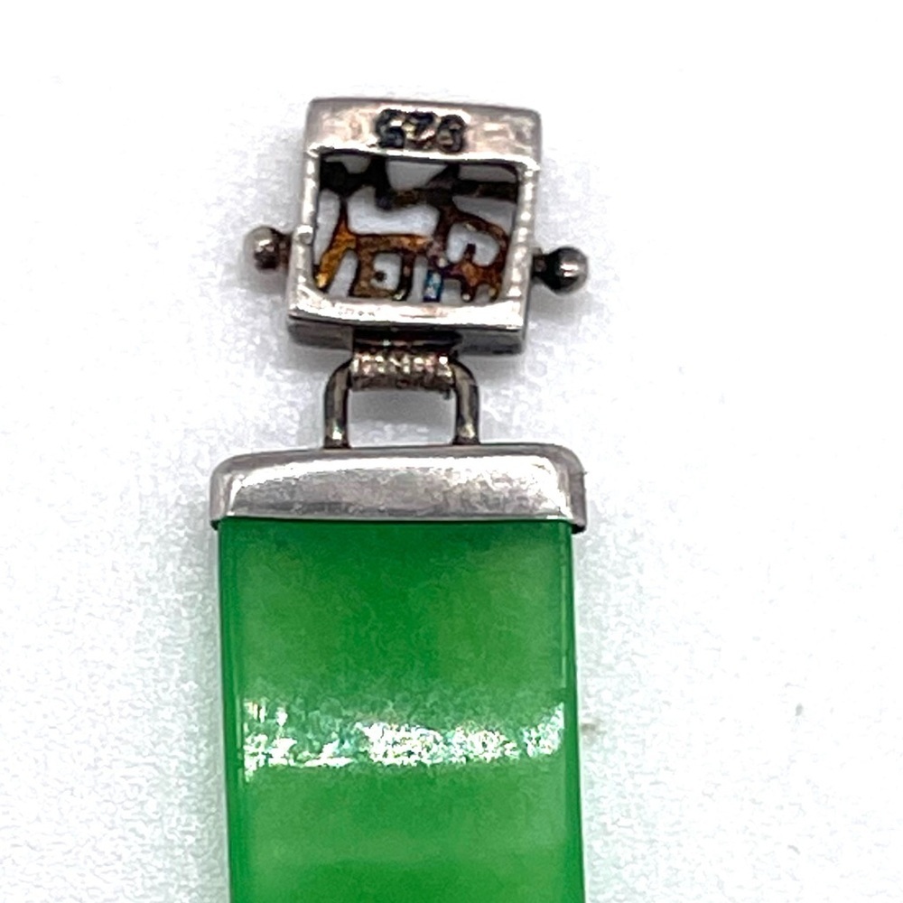 Chinese Vintage 925 Sterling Silver Apple Jade links Bracelet - Picture 5 of 5